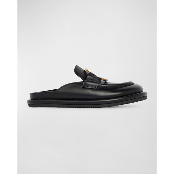 Moncler 'Bell' Black Leather Mule Size 7 - NWT - Picture 1 of 5
